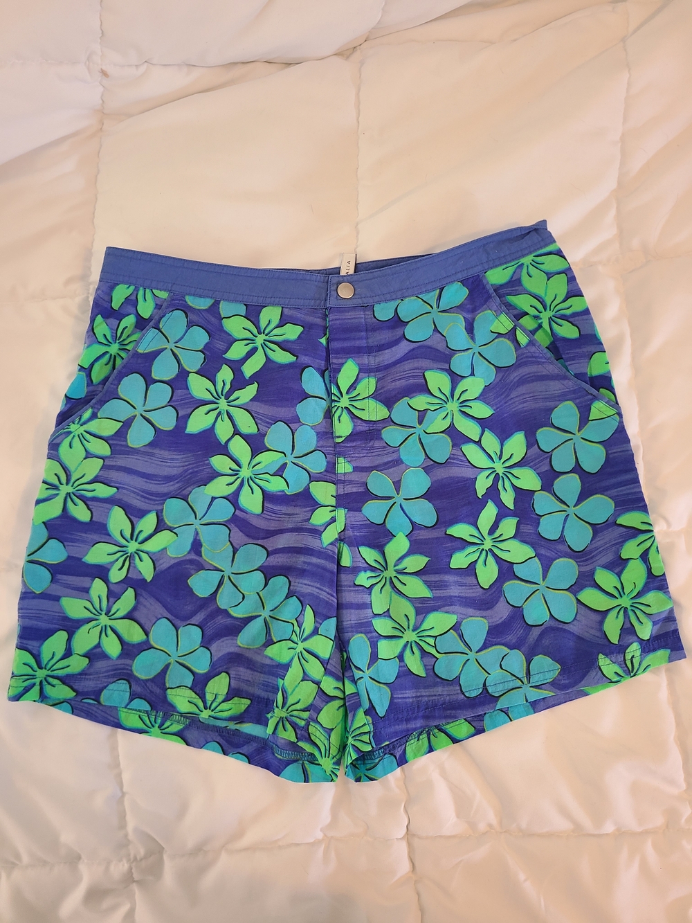 Seafolly Blue and Green Floral Swim Shorts